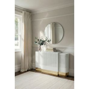 Anastasia Adjustable White Glass Radiator Cover - Brass