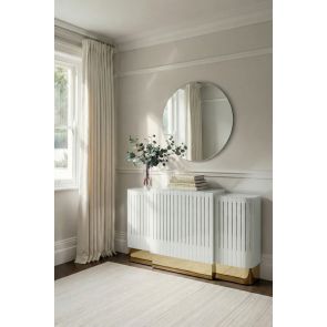 Anastasia Adjustable White Glass Radiator Cover - Brass