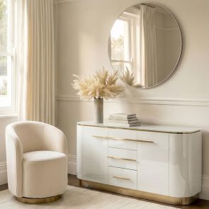 Anastasia Sideboard - Weißglas - Messingdetails