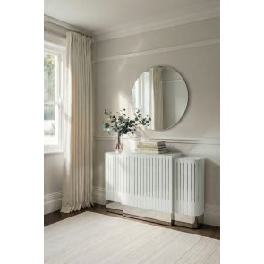 Anastasia Adjustable White Glass Radiator Cover - Silver