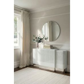 Anastasia Adjustable White Glass Radiator Cover - Silver