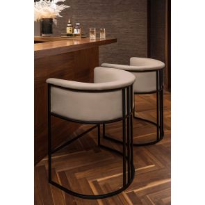 Aria Tabouret de comptoir, cadre noir – Taupe