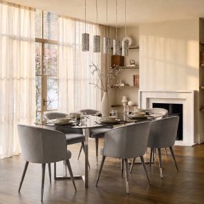 Bellucci Dining Chair - Dove Grey - Silver Caps