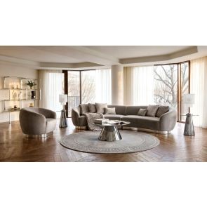 Equinox 6-sitssoffa – Dove Grey – Sockel i Polerad Krom