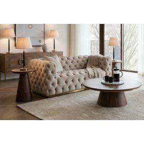 Frankfurt 2-Sitzer Sofa - Taupe - Basis Messing