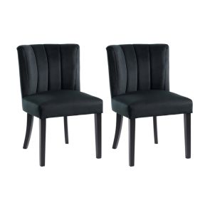 Set van 2 Hatfield Eetkamerstoelen Zwart Velours          