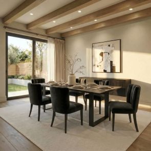 Set van 2 Hatfield Eetkamerstoelen Zwart Velours          