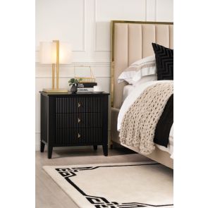 Heidi 3er Set – 2 Nachttische + 1 Konsole – Schwarz – Messing/Silber