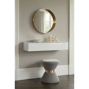 Inga White Glass Floating Console Table 