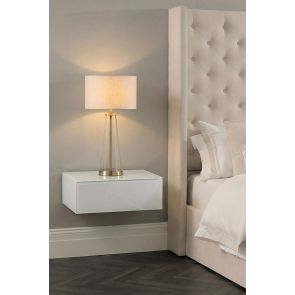 Inga White Glass Floating Bedside Table