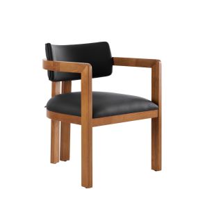 Jolie Dining Chair – Black Faux Leather – Chestnut Frame