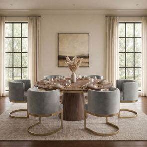 Lasco Dining Chair Dove Grey - Brushed Brass Base