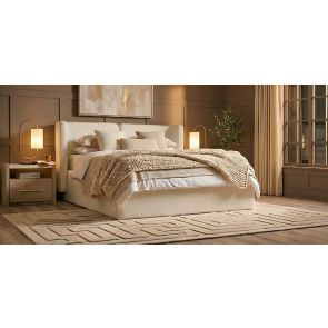 Munich Bett - Stauraum – Elfenbeinfarbenes Chenille