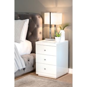 Pair of Pimlico White Glass Bedside Tables