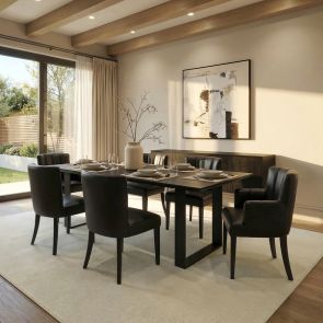 Hatfield Carver Chair - Black Faux Leather      