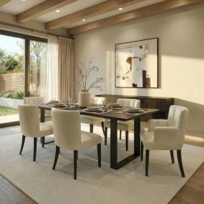 Set of 2 Hatfield Dining Chairs - Cream Faux leather  