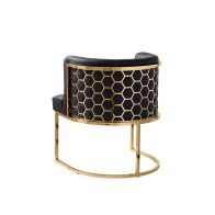 Alveare Silla de comedor en Latón - Cuero PU Negro