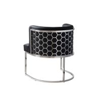 Alveare Dining Chair Silver – Black Faux Leather