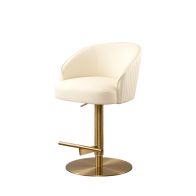Ella Bar Stool - Cream Faux Leather - Brass Base 