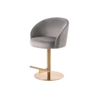 Ella Bar Stool - Dove Grey - Brass Base