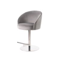 Ella Bar Stool - Dove Grey - Silver Base