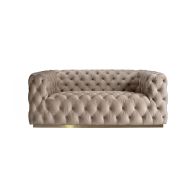 Frankfurt Two seat Sofa  - Taupe with Brass Base 