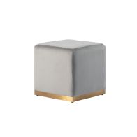Harper Stool - Dove Grey - Brass Base