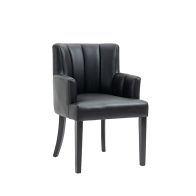 Hatfield Carver Chair - Black Faux Leather      