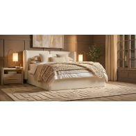 Munich Bett - Stauraum – Elfenbeinfarbenes Chenille