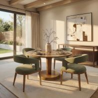 Sia 4-6 Seat Chestnut Dining Table and 4 Madison Sage Green Chairs