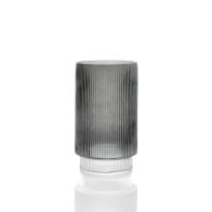 Large Grey Ribbed Glass Vase