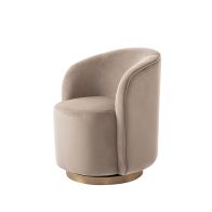 West End Swivel Dining Chair - Taupe - Brass Base